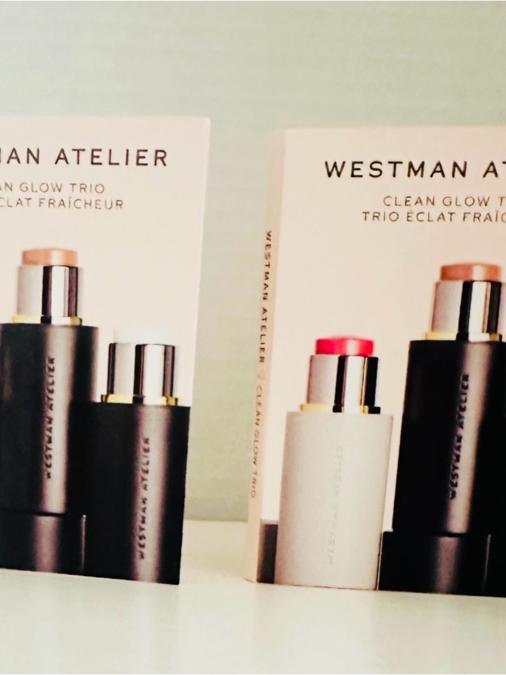 NEW - Two sets of Westman Atelier Clean Glow Trio: blush, contour, highlight